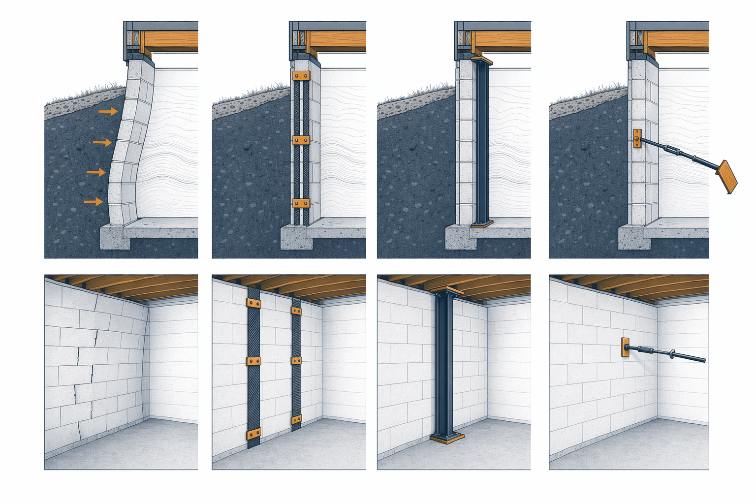 Illustration for How to Fix a Bowing Basement Wall