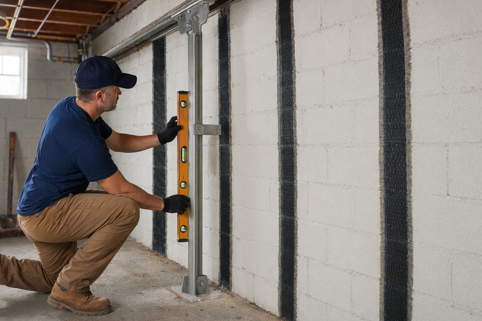 Illustration for Bowing & leaning wall stabilization