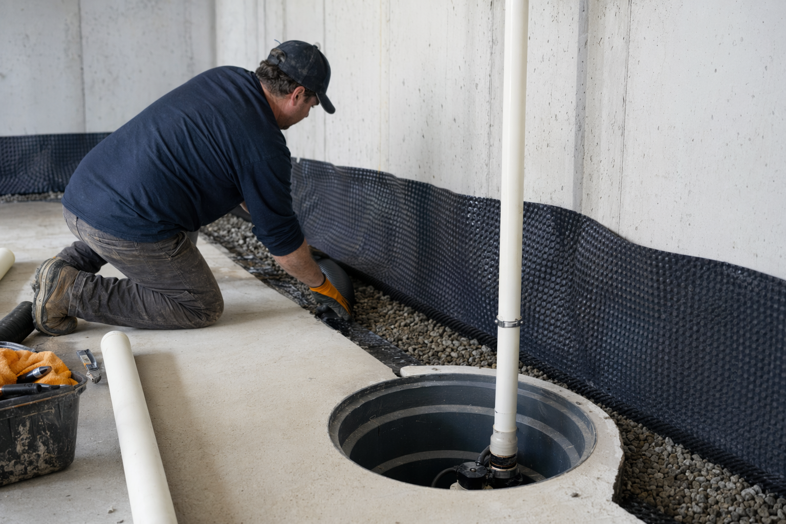 Illustration for Foundation waterproofing & drainage